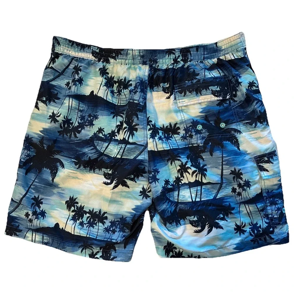 Tommy Bahama Relax Mens XXL Board Shorts Swim‎ Trunk Blue Hawaiian Tropical Palm